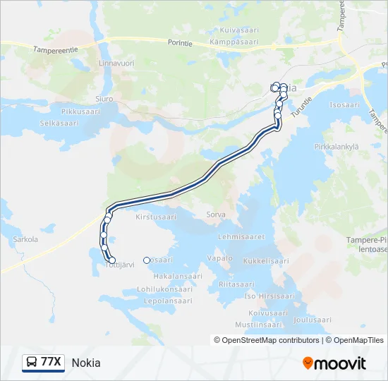 77X Bus Line Map
