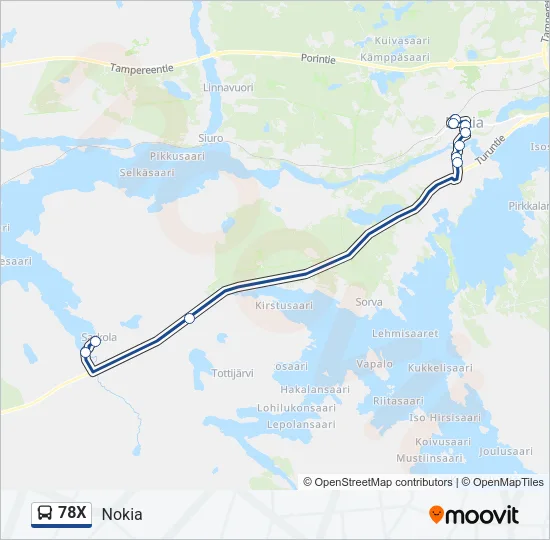78X Bus Line Map