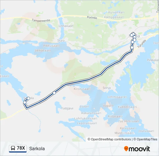 78X Bus Line Map