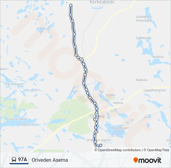 97A bussi -linjakartta