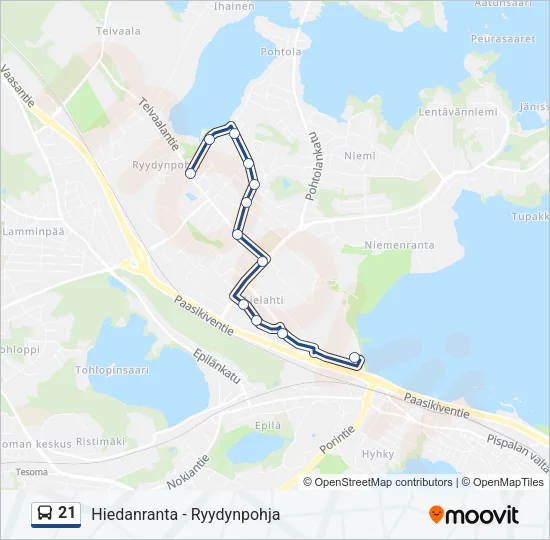 21 Bus Line Map