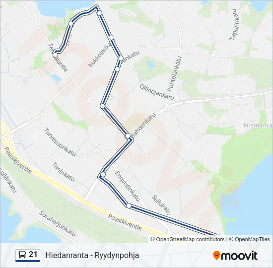 21 Bus Line Map