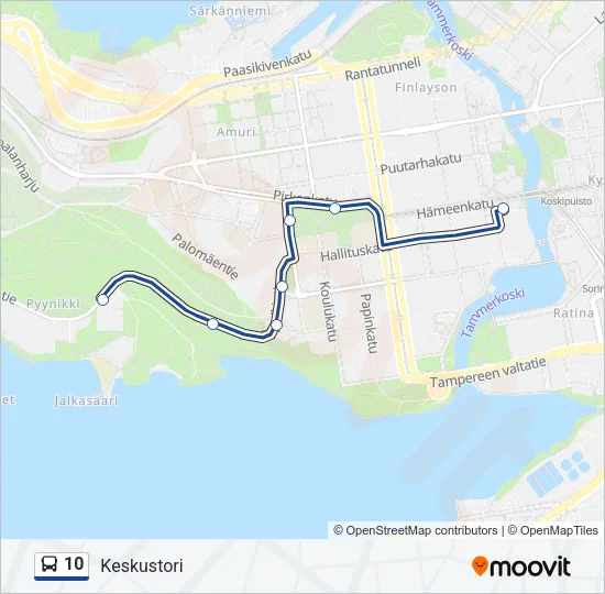 10 bussi -linjakartta