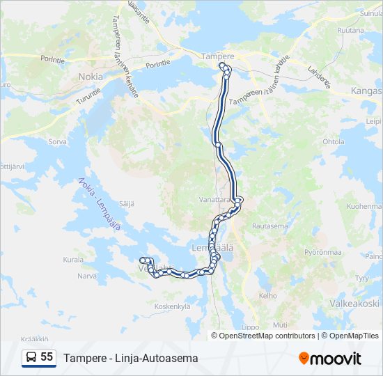 55 bus Line Map