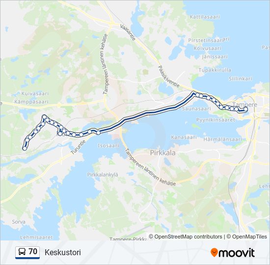 70 bus Line Map