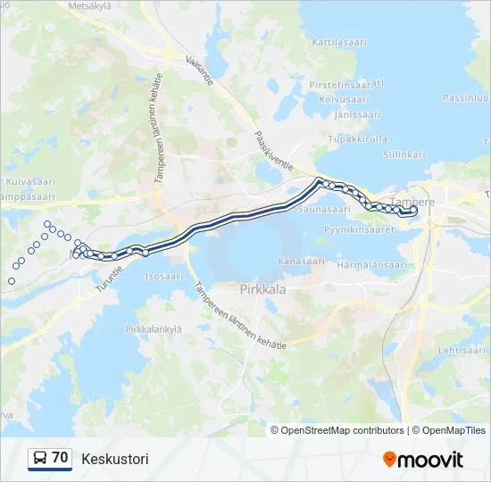 70 Bus Line Map