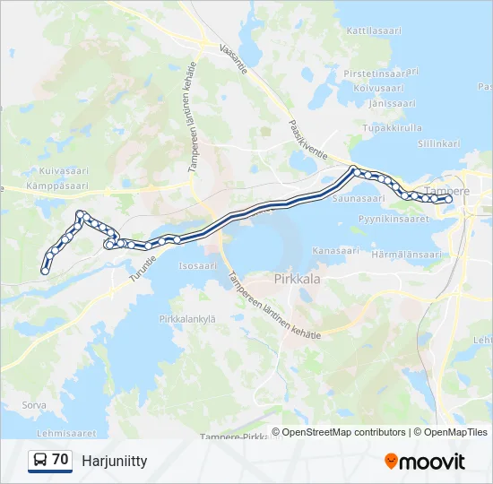 70 Bus Line Map