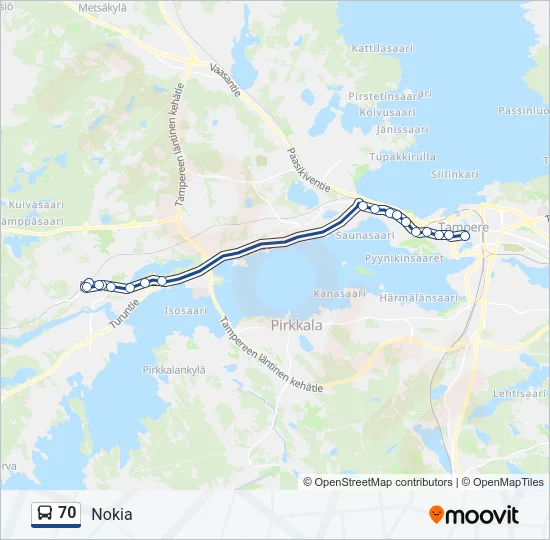 70 Bus Line Map