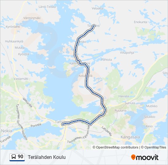 90 bus Line Map