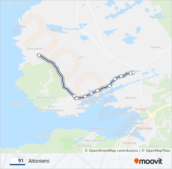 91 bus Line Map