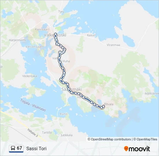 67 Bus Line Map