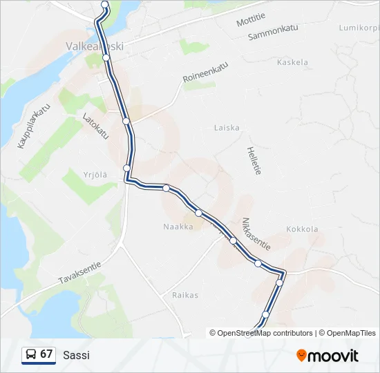 67 Bus Line Map