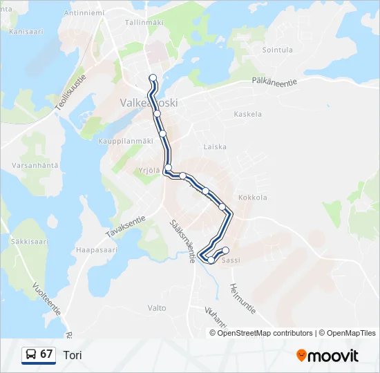 67 Bus Line Map