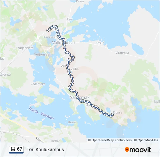 67 Bus Line Map