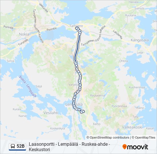 52B bus Line Map