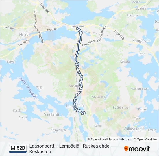 52B Bus Line Map