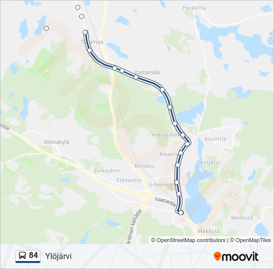 84 Reitti: Aikataulut, pysäkit ja kartat – Ylöjärvi (päivitetty)