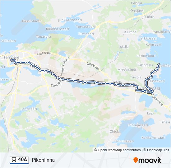 40A bussi -linjakartta