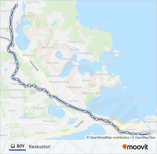 80Y Bus Line Map