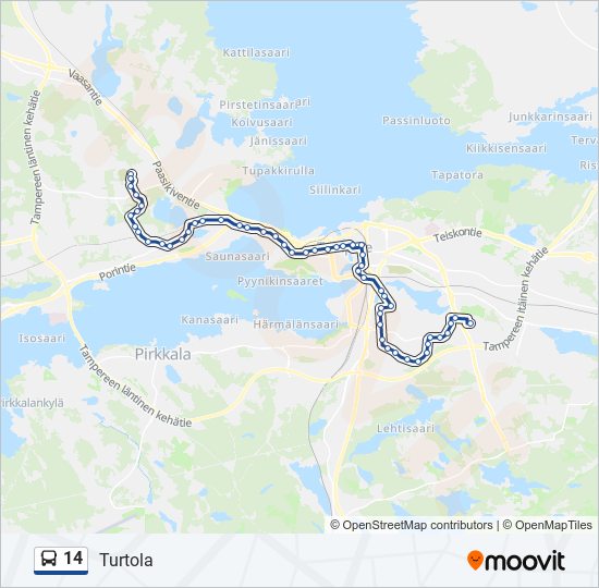 14 Route: Schedules, Stops & Maps - Turtola (Updated)