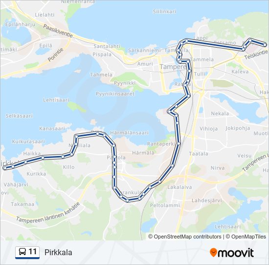 11 Route: Schedules, Stops & Maps - Pirkkala (Updated)