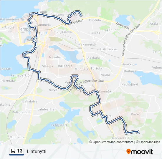 13 Bus Line Map