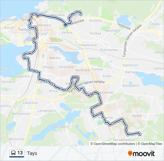13 Bus Line Map