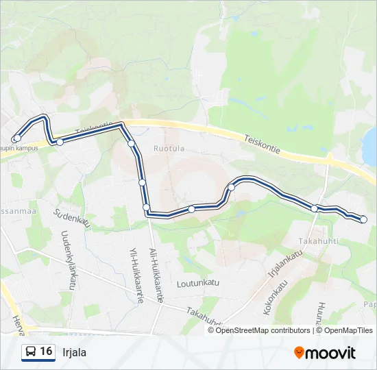16 Bus Line Map
