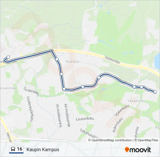16 Bus Line Map