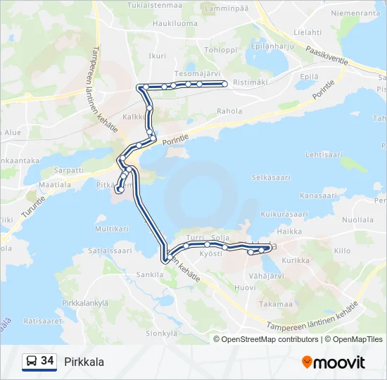 34 Bus Line Map