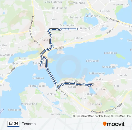 34 Bus Line Map