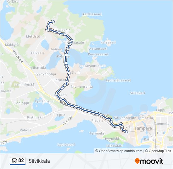 82 Reitti: Aikataulut, pysäkit ja kartat – Siivikkala (päivitetty)