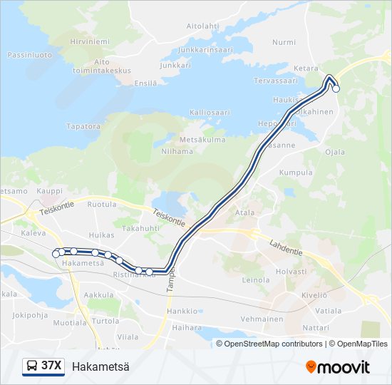 37X bus Line Map