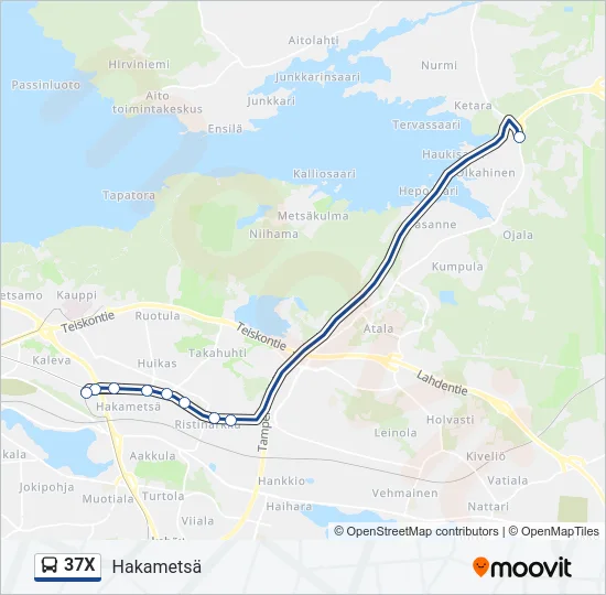 37X Bus Line Map