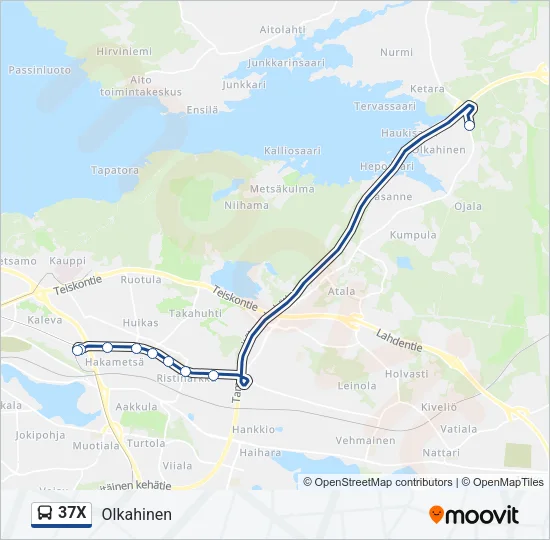 37X Bus Line Map