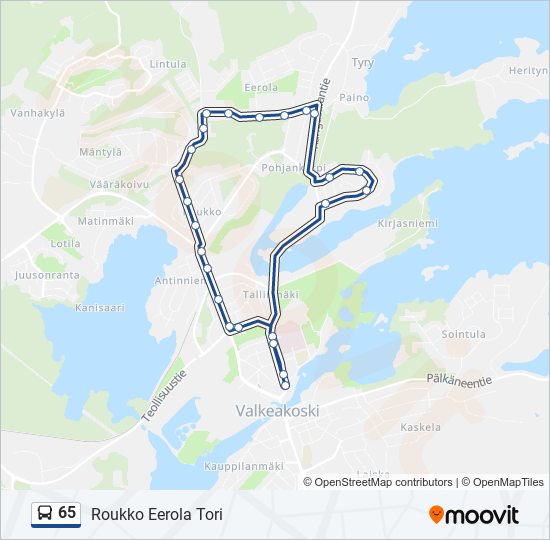 65 bus Line Map