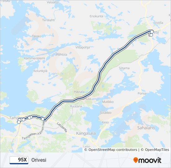 95X bus Line Map