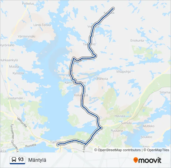 93 Bus Line Map