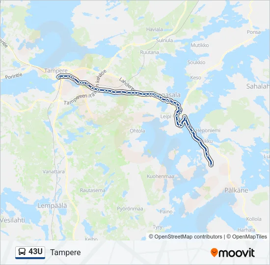 43U Bus Line Map