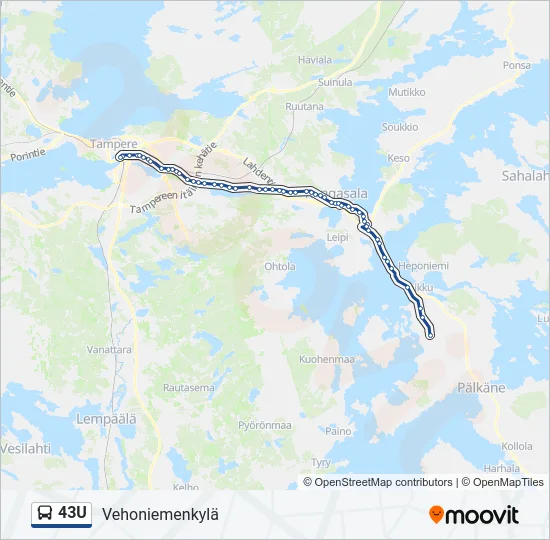 43U Bus Line Map