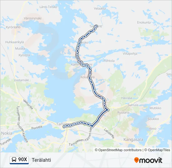 90X Bus Line Map