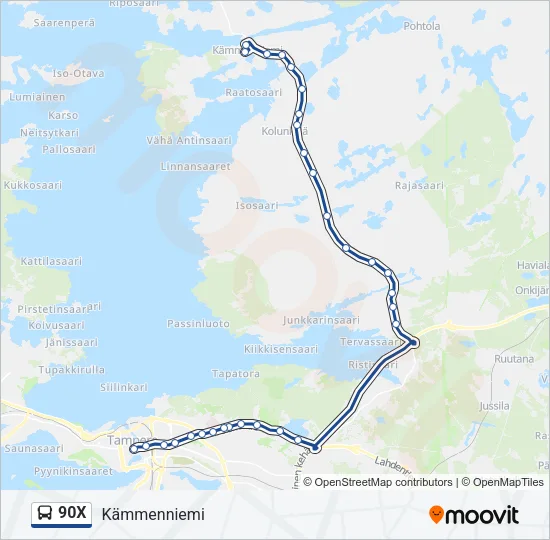 90X Bus Line Map