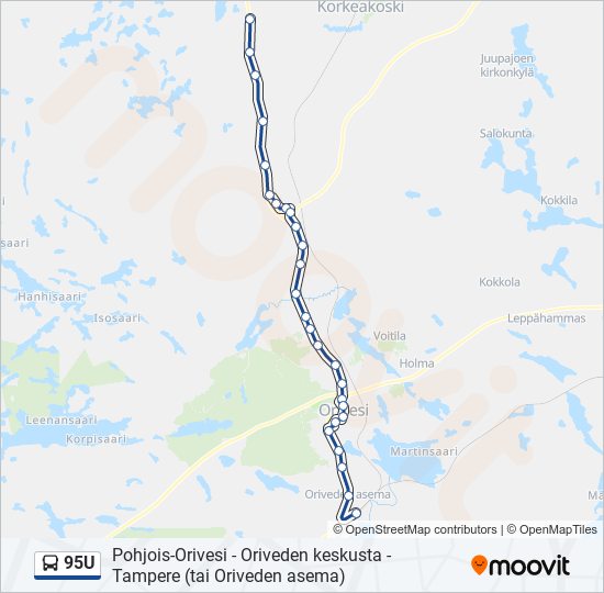 95u Route: Schedules, Stops & Maps - Oriveden Asema (Updated)