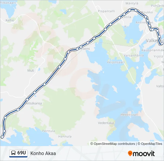 69U Bus Line Map