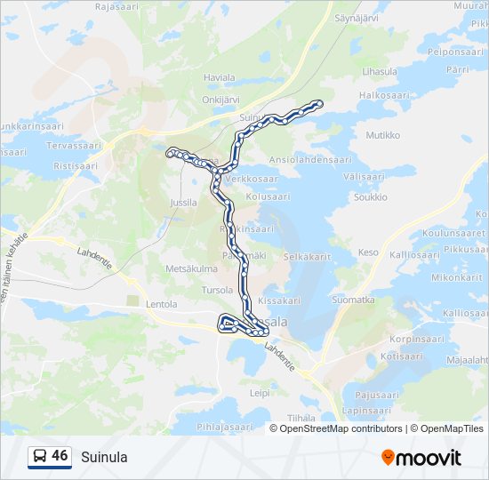 46 bussi -linjakartta