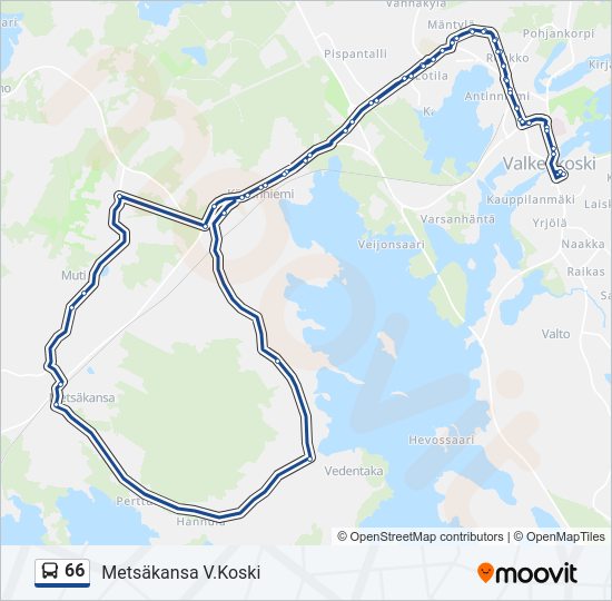 66 bussi -linjakartta