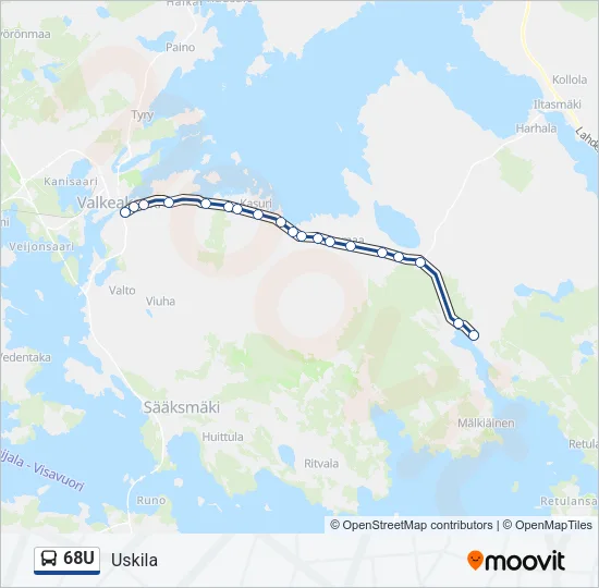 68U Bus Line Map