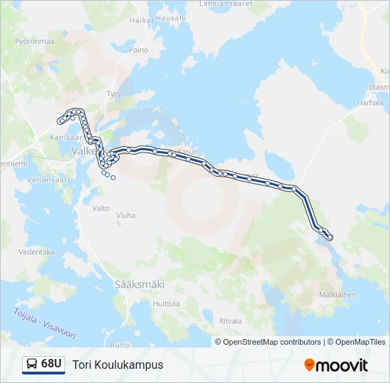 68U Bus Line Map
