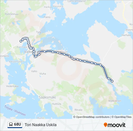 68U Bus Line Map