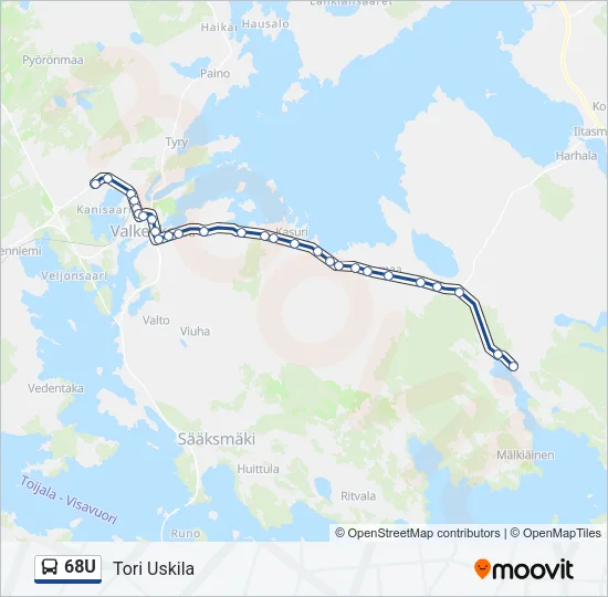 68U Bus Line Map